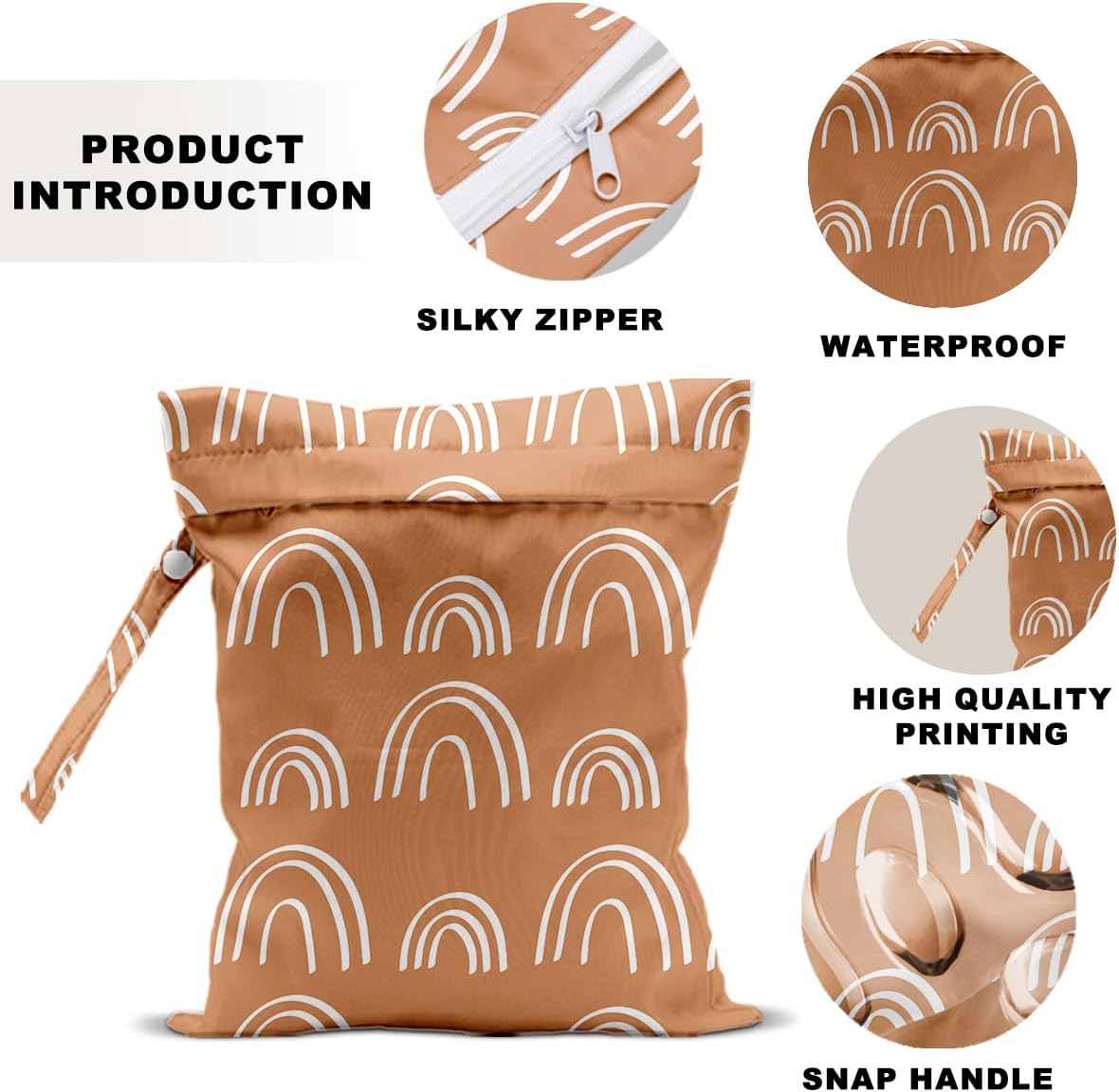 Unicorn Wet Dry Bag 12x10 Inch, Waterproof Reusable Wet Bag with Two Zippered Pockets & Handle for Swimsuit Travel Beach Pool Gym Stroller Dirty Yoga Gym Clothes Toiletries Daycare Organizer