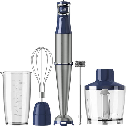 Turelar Immersion Blender Handheld Corded Hand Blenders Set 1100W, Trigger Variable Speed 5 in 1 Stick Emulsifier with Chopper, Whisk and Frother for Soup, Baby Food and Smoothies, Orange