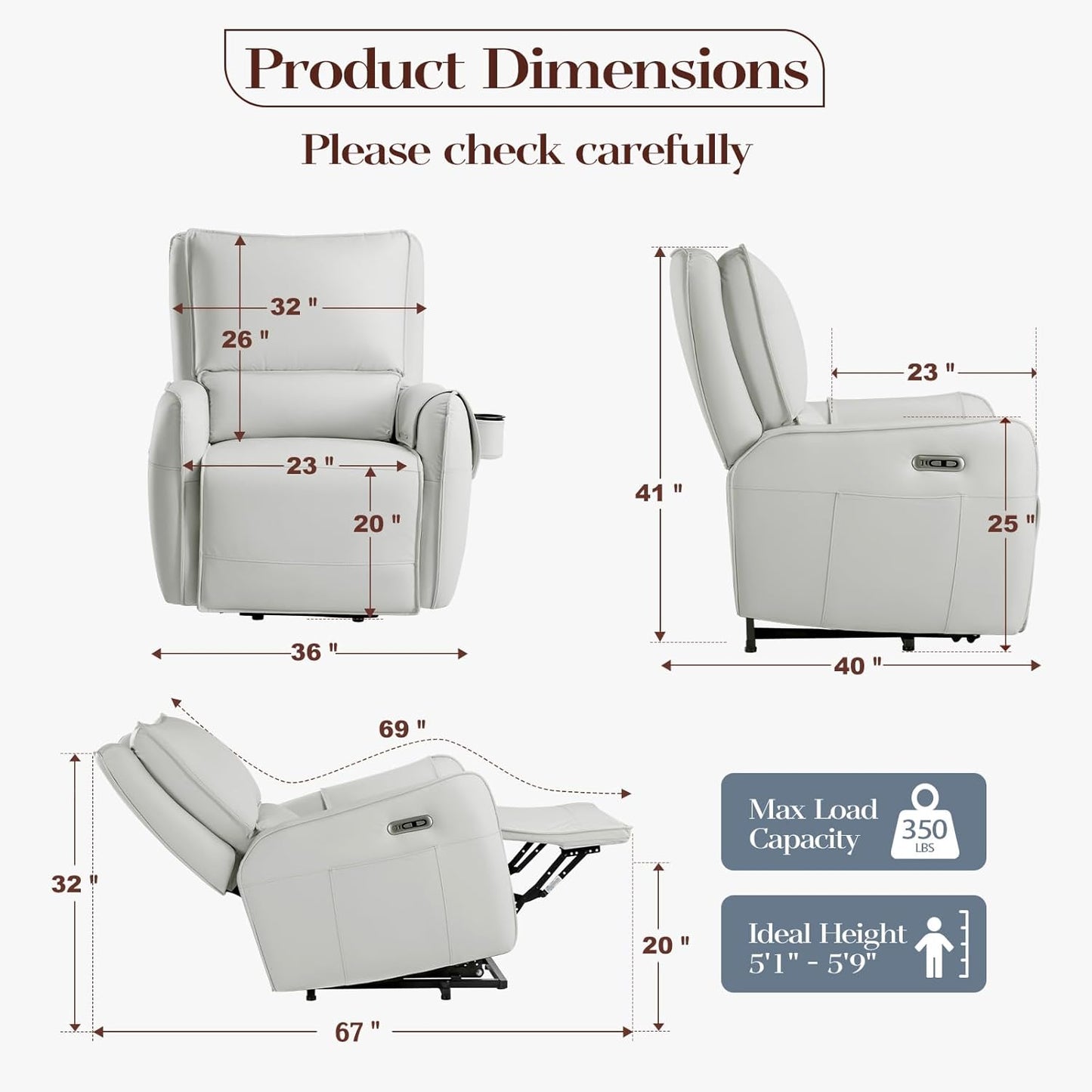 Power Recliner Gliders for Nursery, Electric Swivel Rocker Recliner Chair, Comfy Upholstered Living Room Reclining Rocking Chairs with Lumbar Support (Gray, 41" X 40" X 36")