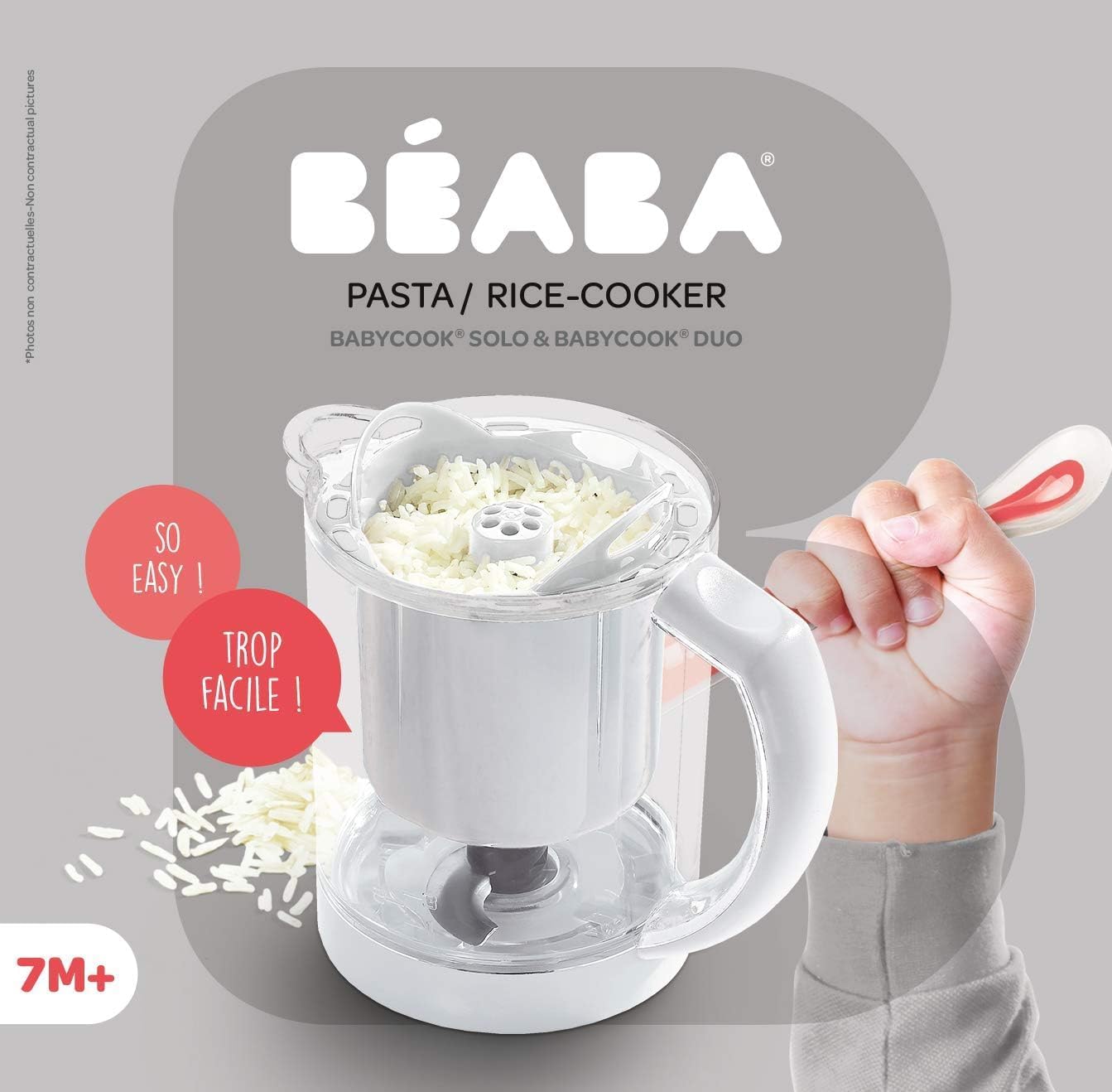 BEABA Babycook Solo Duo Rice Pasta and Grain Insert, Baby Food Maker, Baby Food Processor, Baby Food Blender, Baby Food Steamer, Homemade Baby Food, Make Fresh Healthy Baby Food at Home, White