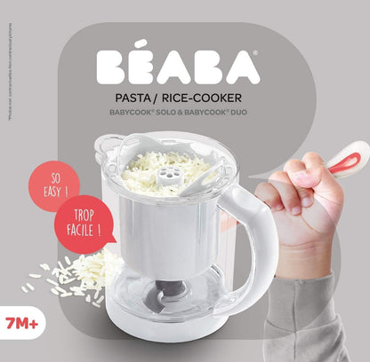BEABA Babycook Solo Duo Rice Pasta and Grain Insert, Baby Food Maker, Baby Food Processor, Baby Food Blender, Baby Food Steamer, Homemade Baby Food, Make Fresh Healthy Baby Food at Home, White