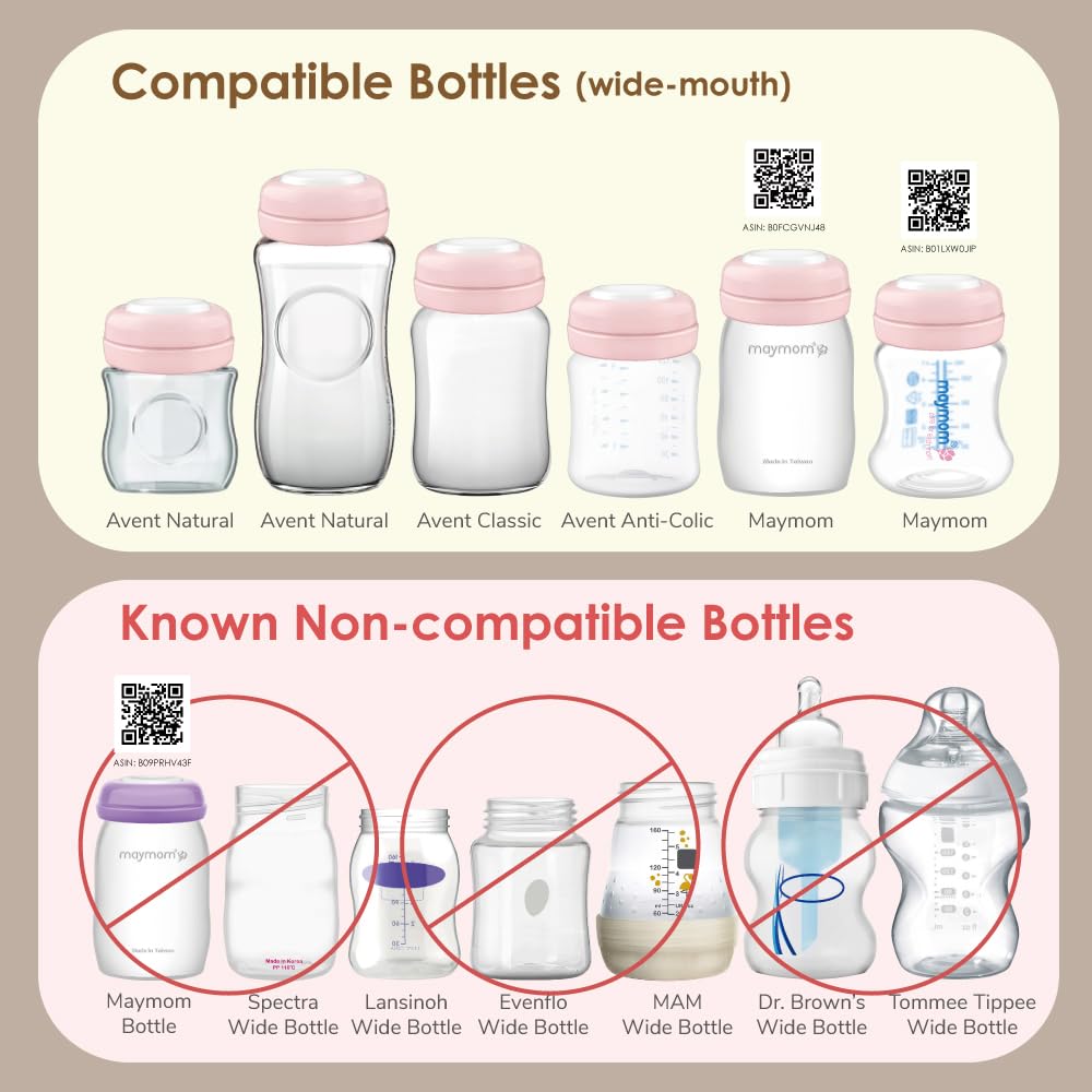 Maymom Screw Lids Aka Travel Caps with Rewritable Sealing Disc Compatible with Avent Bottle, Maymom Wide Mouth Bottles; Cap Replace Avent Natural Bottle Sealing Ring and Sealing Disc, 6pcs. (Blue)