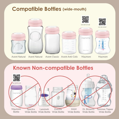 Maymom Screw Lids Aka Travel Caps with Rewritable Sealing Disc Compatible with Avent Bottle, Maymom Wide Mouth Bottles; Cap Replace Avent Natural Bottle Sealing Ring and Sealing Disc, 6pcs. (Blue)