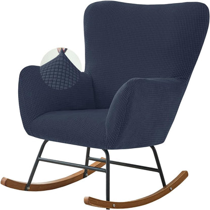 Levoberg Nursery Rocking Chair Cover Stretch Rocker Glider Chairs Cover Slipcovers Jacquard Rocking Accent Chair Cover Recliner Armchair Slipcover for Nursery Living Room Bedroom Office Black