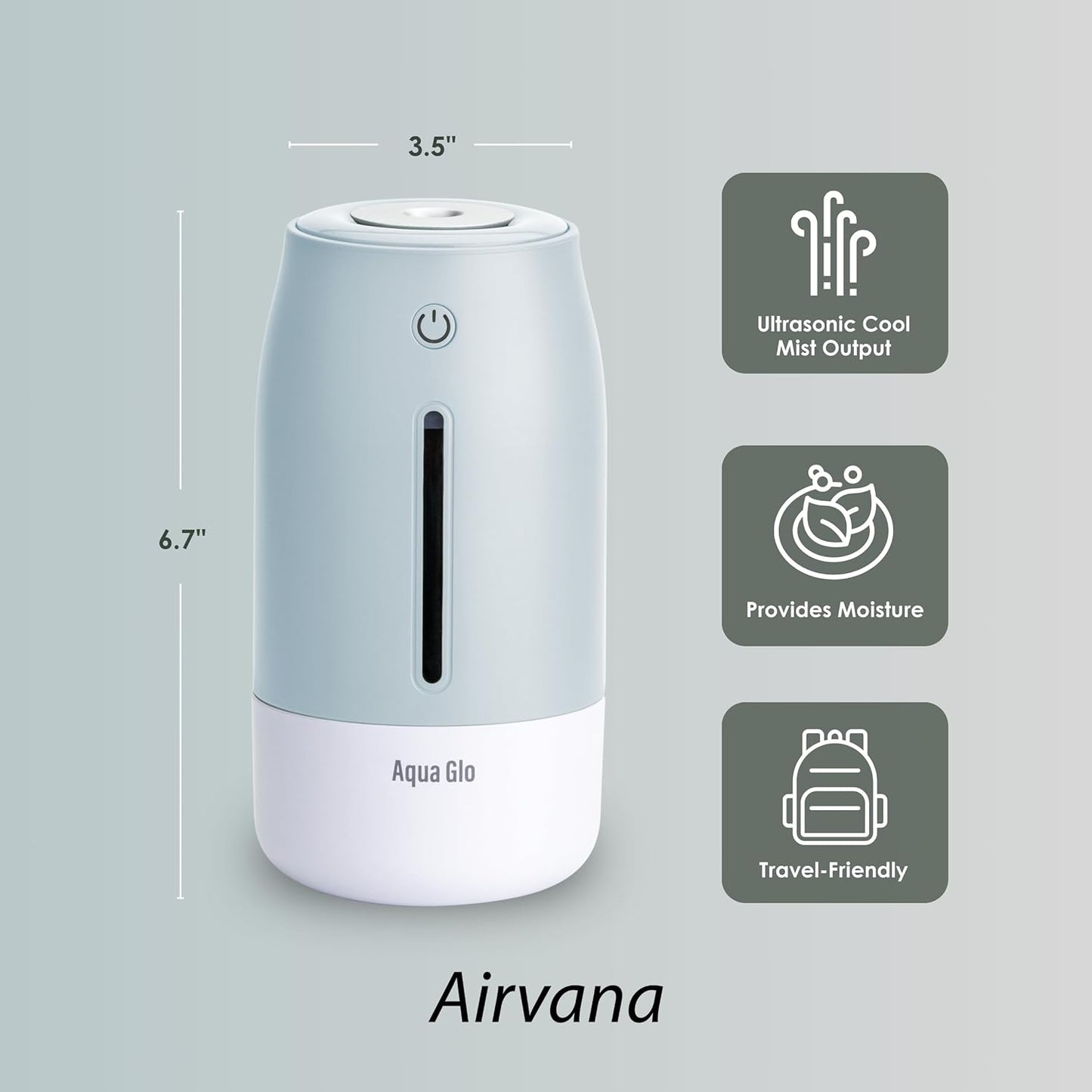 Aqua Glo Personal, Portable Humidifiers for Bedroom – Ultrasonic Cool Mist Humidifier with Built In Rechargeable Battery. Air Humidifier for Baby, Plants, Home, Office, Travel. Lavender