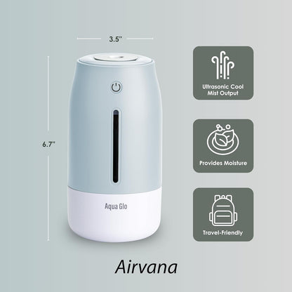Aqua Glo Personal, Portable Humidifiers for Bedroom – Ultrasonic Cool Mist Humidifier with Built In Rechargeable Battery. Air Humidifier for Baby, Plants, Home, Office, Travel. Lavender