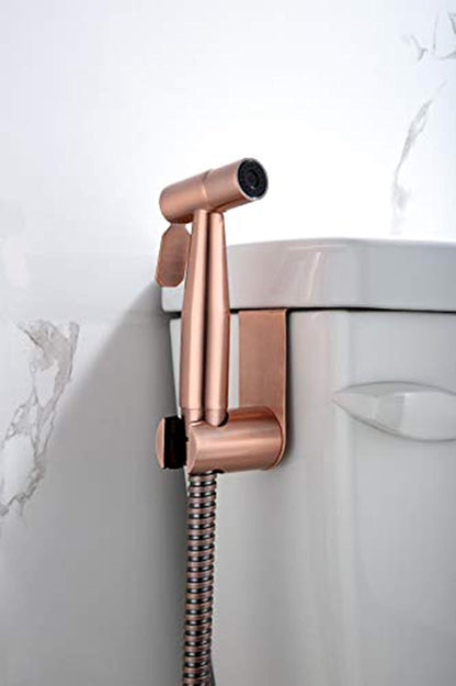 Premium Stainless Steel Hand Held Bidet Shower Dual Use Shattaf & Cloth Handheld Diaper Washer Sprayer Complete Bidet Set Spray Kit for Toilet Bronze Gold
