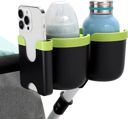 Accmor Stroller Cup Holder with Phone Holder, Bike Cup Holder, Universal Cup Holder for Uppababy Nuna Doona Strollers, 2-in-1 Cup Phone Holder for Stroller Bike Accessory