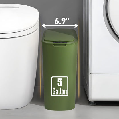 TIPGO 5 Gallon Motion Senor Bathroom Trash Can with Lid, Automatic Garbage Can Touchless, Smart Plastic Waste Basket for Narrow Spaces, Bathroom, Office, Bedroom, Living Room (White)