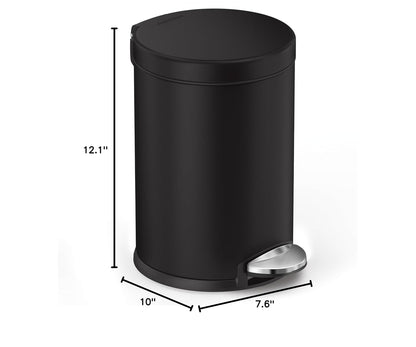 simplehuman 4.5 Liter / 1.2 Gallon Round Bathroom Step Trash Can, Brushed Stainless Steel