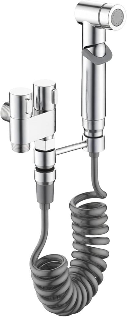 Aqua Earth Handheld Bidet Sprayer for Toilet Baby Cloth Diaper Spraying Kit Bathroom Toilet Bidet Attachment Set for Bathing Pets and Feminine Hygiene Gray