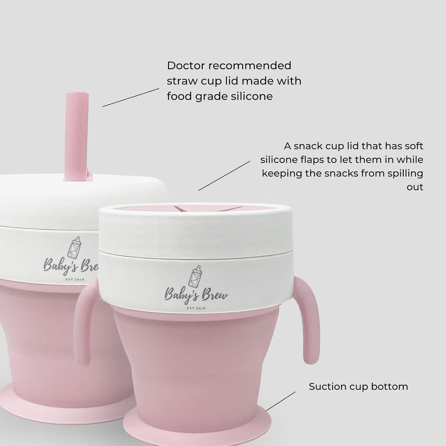 Baby's Brew Stayfull Silicone Bowl-Pink
