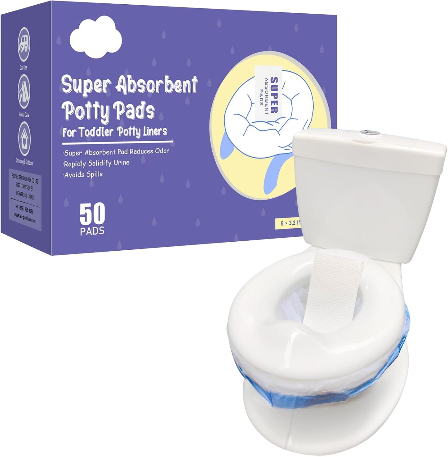 50 Packs Super Absorbent Urine Pads Portable Child Used with Travel Potty Bags Disposable Liners for Toddlers, Toilet Seat for Kids Pee Training
