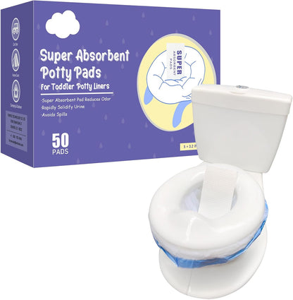 50 Packs Super Absorbent Urine Pads Portable Child Used with Travel Potty Bags Disposable Liners for Toddlers, Toilet Seat for Kids Pee Training