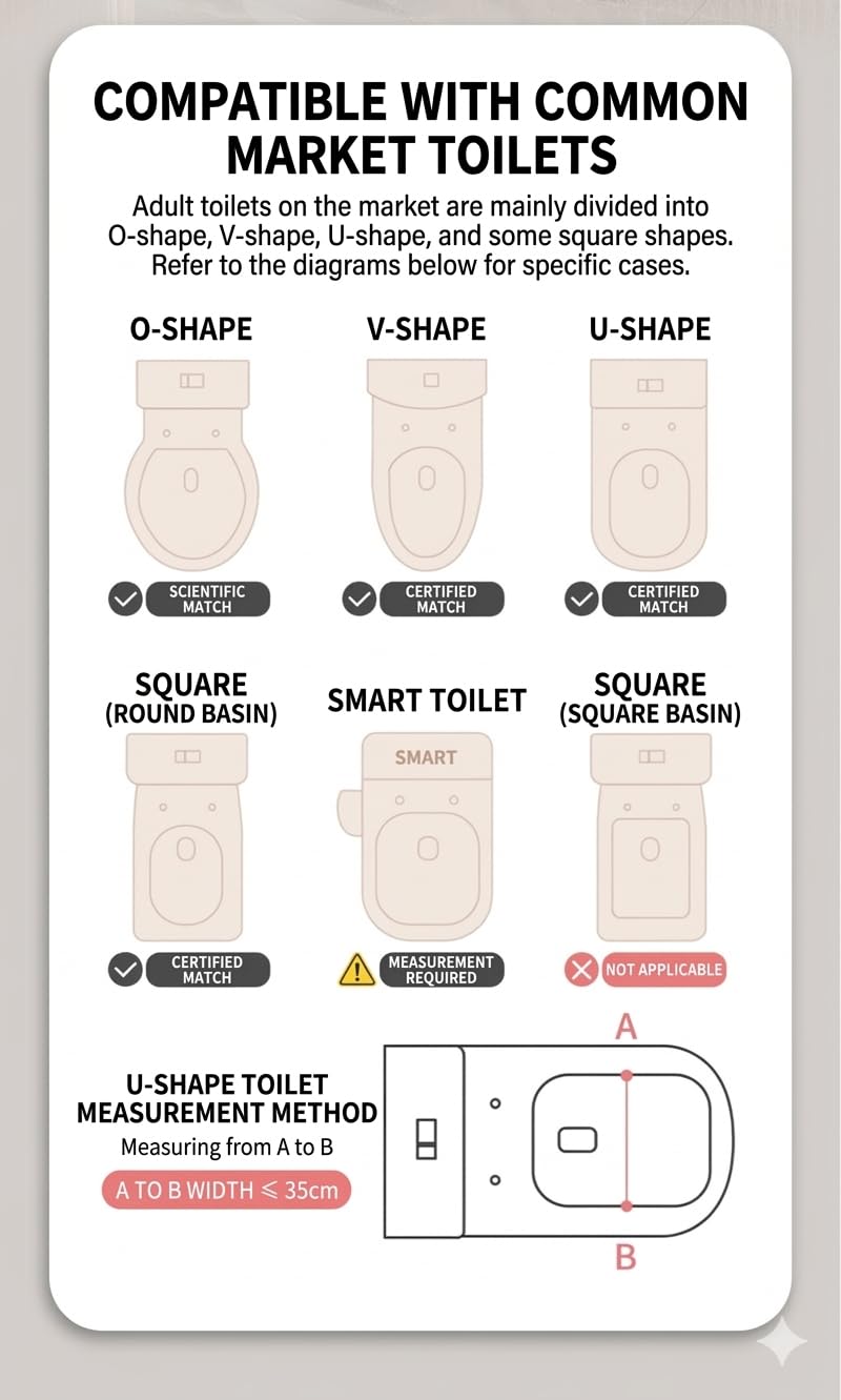 Kids Potty Training Toilet Seat with Step Stool Ladder, Bear Design, Adjustable Height, Non-Slip Steps, Soft PVC Cushion Seat with Handles (A-Pink)
