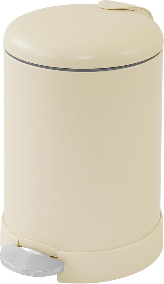Glad Small Trash Can, 1.2 Gallon | Round Stainless Steel Garbage Bin with Soft Close Lid & Step Foot Pedal | Metal Waste Basket with Removable Inner Bucket, Stainless, 8 x 9.5 x 12 inches