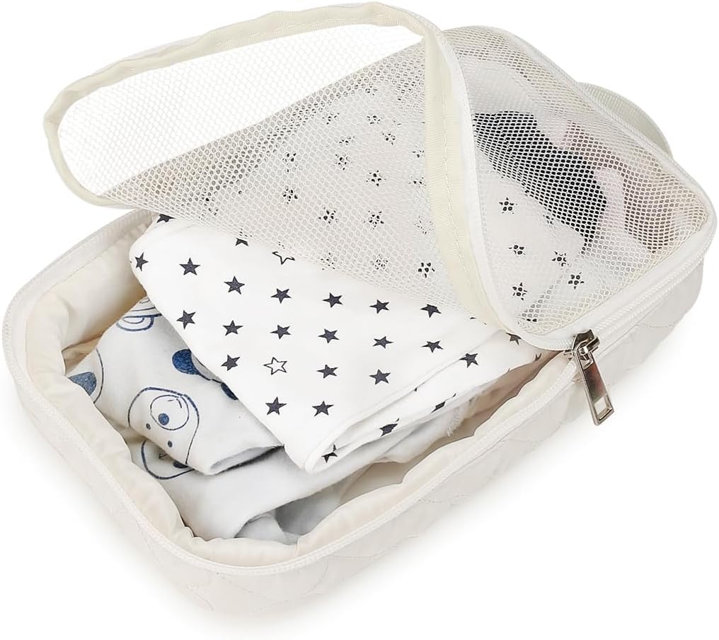 MOMIGO Baby Diaper Bag Organizer Pouches - 2 Pack Waterproof Pod Hanging Diaper Bag Mesh Bag Reusable, Washable or Baby Cloth Diapers (Black)