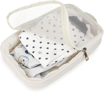 MOMIGO Baby Diaper Bag Organizer Pouches - 2 Pack Waterproof Pod Hanging Diaper Bag Mesh Bag Reusable, Washable or Baby Cloth Diapers (Black)