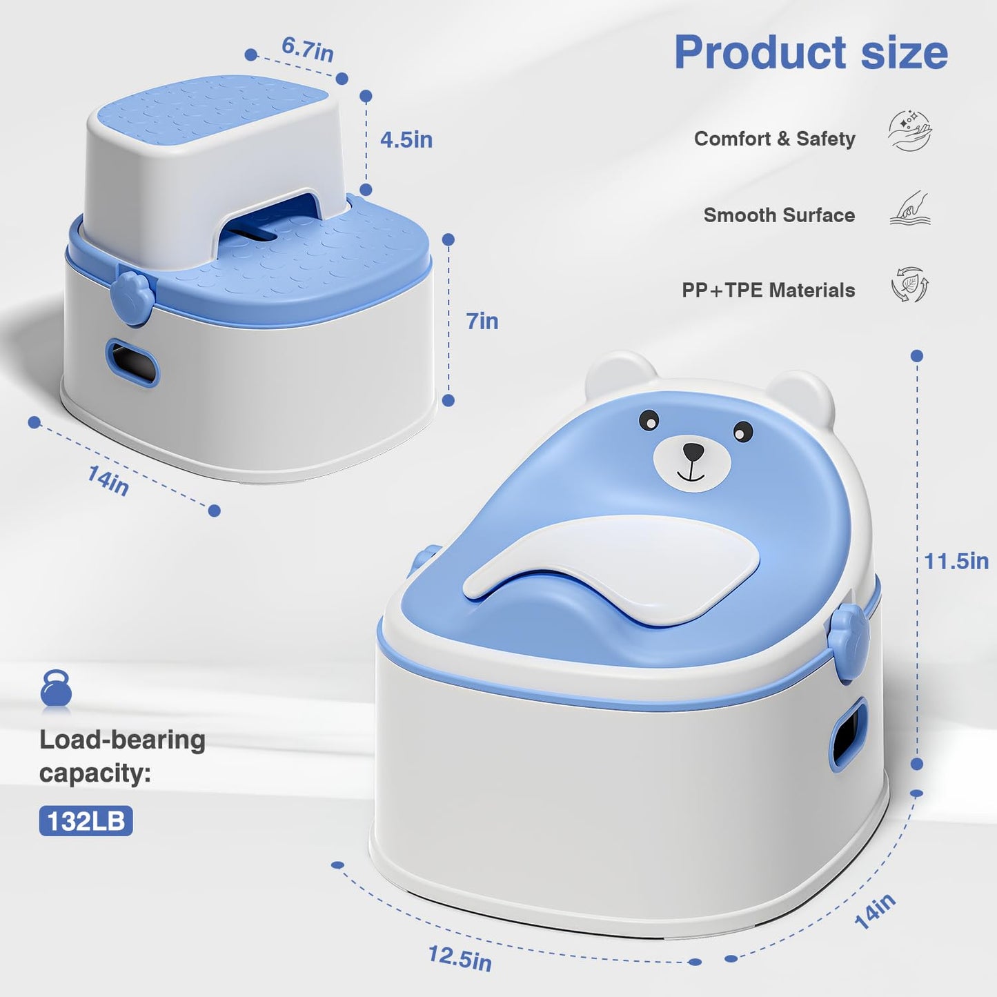 3-in-1 Toddler Potty Training Toilet for Boys & Girls - Convertible Potty Chair with Step Stool for Toddlers 1-3, Anti-Slip Design Toddler Toilet Seat - Removable & Easy to Clean