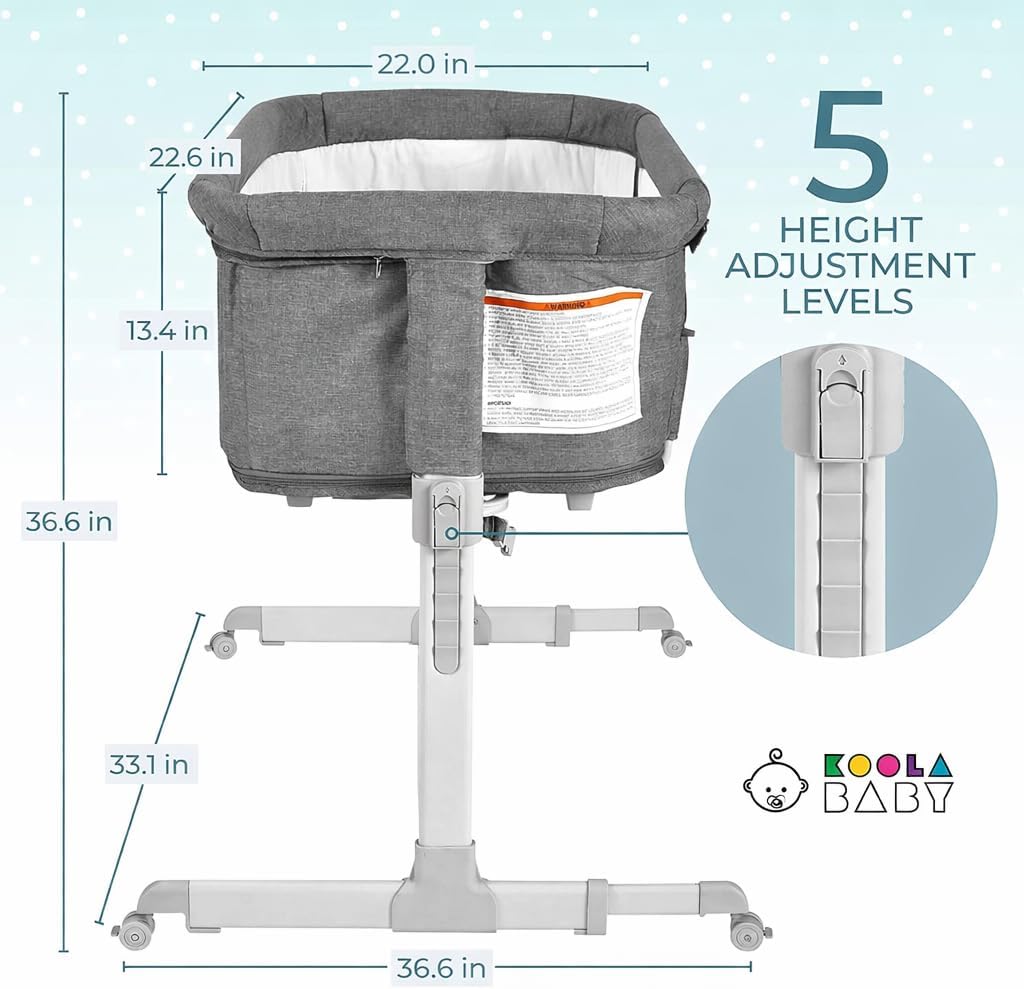 KoolerThings 3 in 1 Baby Bassinet, Bedside Sleeper, & Playpen, Easy Folding Portable Crib (Black)- KoolaBaby (Mesh Bassinet)