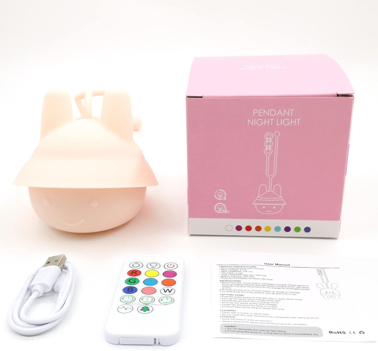 Baby Night Light for Car Seat- Dimming Function 9 Colors Changing Eye Caring Portable Rechargeable & Timing Bedside Lamp Light Up Toddler Bed Room Travel Essentials Squishy Silicone Infant BPA Free
