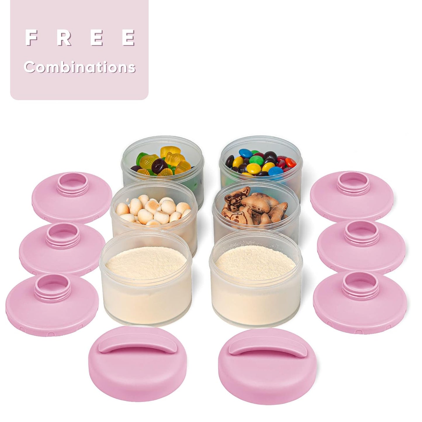 Termichy Stackable Formula Dispenser Portable Milk Powder Container, 2 Pack, Warm Grey