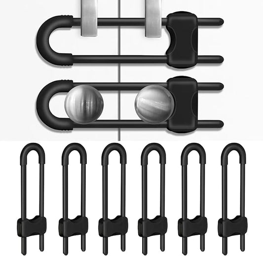 Cabinet Locks for Babies, Baby Proofing Cabinets, 6 Pack U-Shaped Child Locks for Cabinets, Child Proof Cabinet Latches,Child Safety Cabinet Locks with Adjustable by SPISPI(Black)