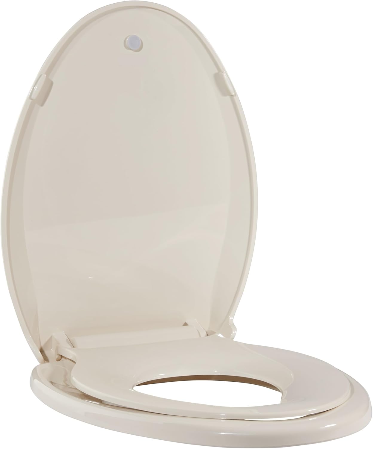 17" White Round Toilet Seat for Adult and Child, Built-In Potty Training Seat with Soft Quiet Close Non-Slip Design, Magnetic Kids Seat and Cover for Round/Oval Toilets, Easy to Install and Clean