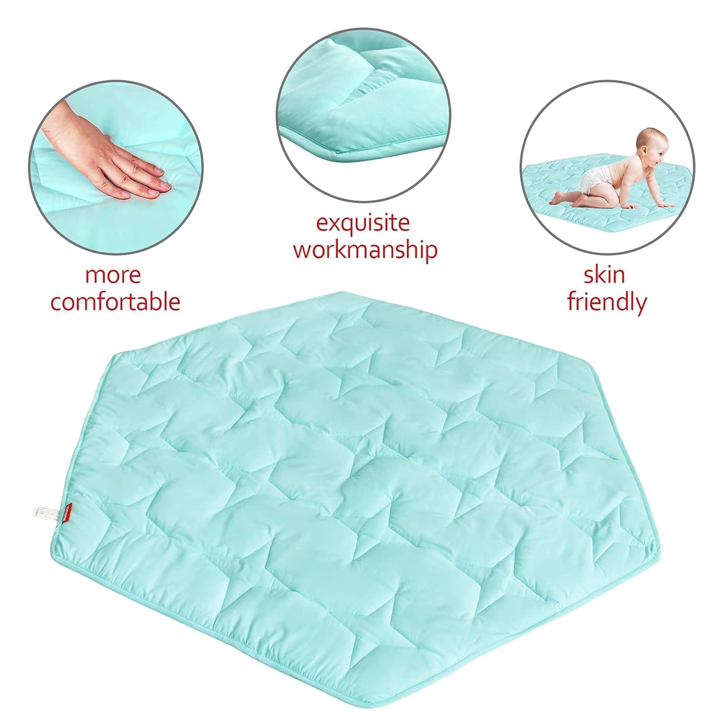 Octagon Playpen Mat Grey, Non Slip 8 Panel Playpen Mattress Mat Fits Regalo Extra Large Play Yard and hiccapop XL 69" Baby Playpen, Grey Star Octagon Playard Pad
