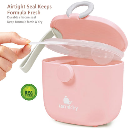 Termichy Baby Formula Dispenser, Portable Milk Powder Dispenser Container with Carry Handle and Scoop for Travel Outdoor Activities with Baby Infant, 8.8OZ, 0.55LB, 250g, 500ml (Pink)