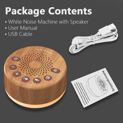 Sound Machine Easysleep White Noise Machine with 25 Soothing Sounds and Night Lights with Memory Function 32 Levels of Volume and 5 Sleep Timer Powered by AC or USB for Sleeping Relaxation (White)