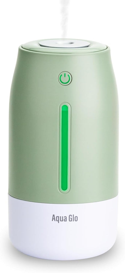 Aqua Glo Personal, Portable Humidifiers for Bedroom – Ultrasonic Cool Mist Humidifier with Built In Rechargeable Battery. Air Humidifier for Baby, Plants, Home, Office, Travel. Lavender