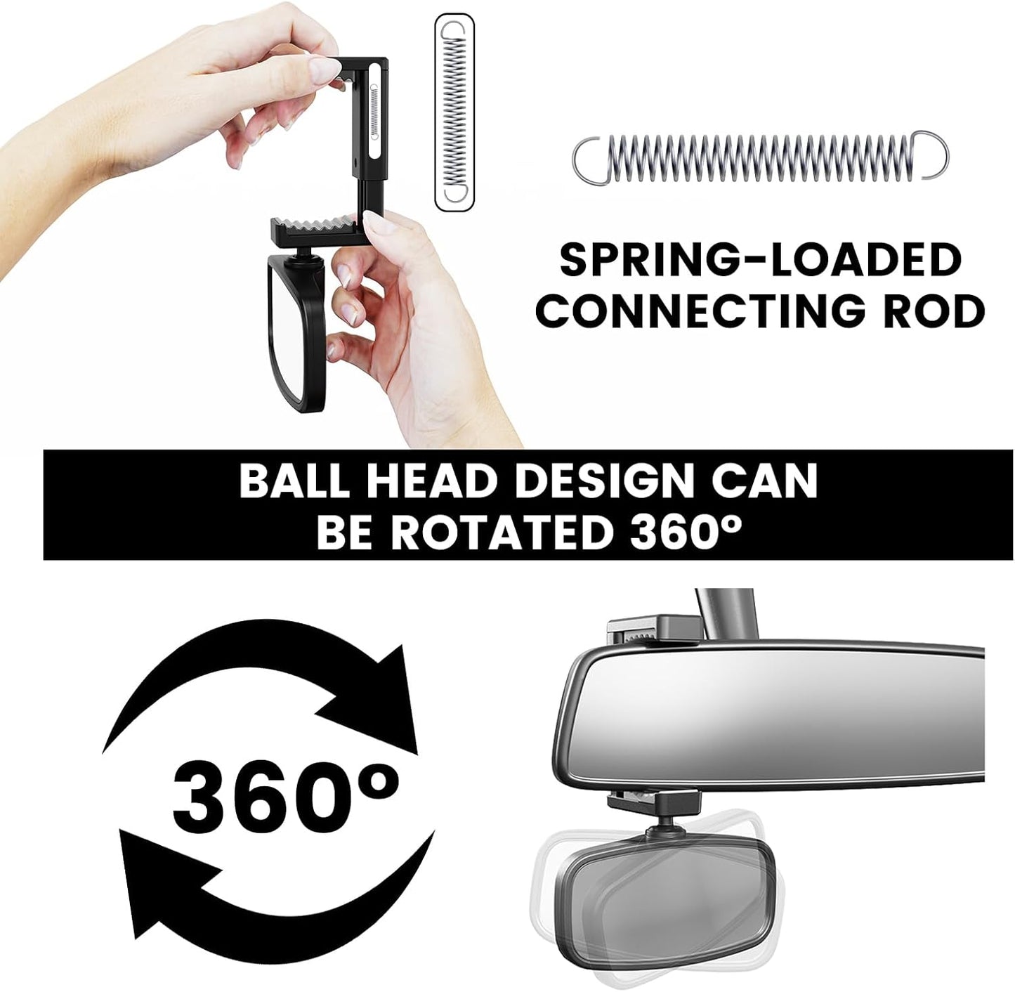 Baby Car Mirror - Easily Monitor Babies & Pets with Wide Field of View, Rear Facing for All Cars