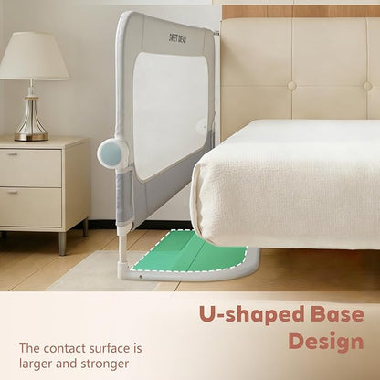 Bed Rail for Toddlers, 47in Folding Toddler Bed Rail Guard with Reinforced Anchor System & Sturdy Metal Frame, Portable Bed Railing for Baby Fits Crib,Twin, Queen & King Bed, Breathable Mesh