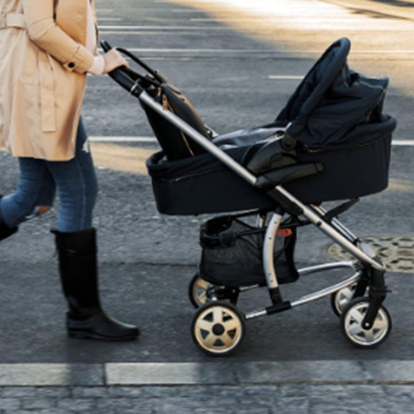 Stroller Organizer, Stroller Basket,Baby Stroller Pram Bottom Basket Pushchair Buggy Shopping Storage Case Organizer Bag Storage Basket Bottles and Diapers Caddy Accessories