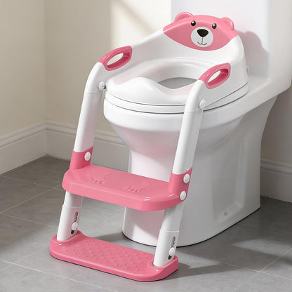 Potty Training Seat, SKYROKU Upgrade Toddler Toilet Seat for Kids Boys Girls, 2 in 1 Potty Training Toilet, Splash Guard Anti-Slip Pad Step Stool,New Sector-Shape Stabilized Base (8899+Grey)