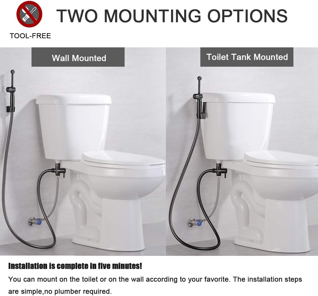 Handheld Bidet Toilet Sprayer, White Bidet Spray for Toilet, Cloth Diaper Sprayer with Backflow Preventer, Adjustable Water Jet Spray with 7.9" Long Wand