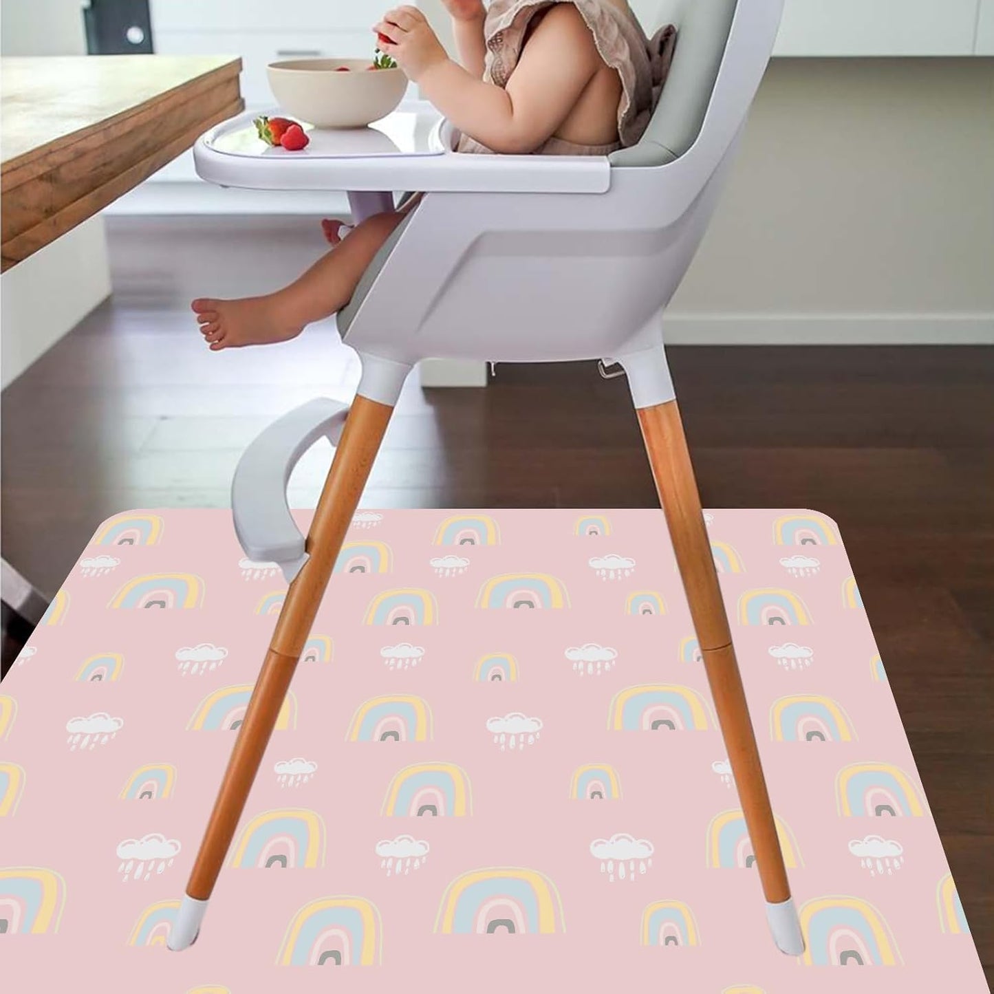 Splat Mat for Under High Chair/Arts/Crafts by CLCROBD, 51" Baby Anti-Slip Food Splash and Spill Mat for Eating Mess, Waterproof Floor Protector and Table Cloth