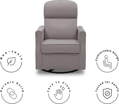 Delta Children Clair Slim Nursery Glider Swivel Rocker Chair, Dove Grey
