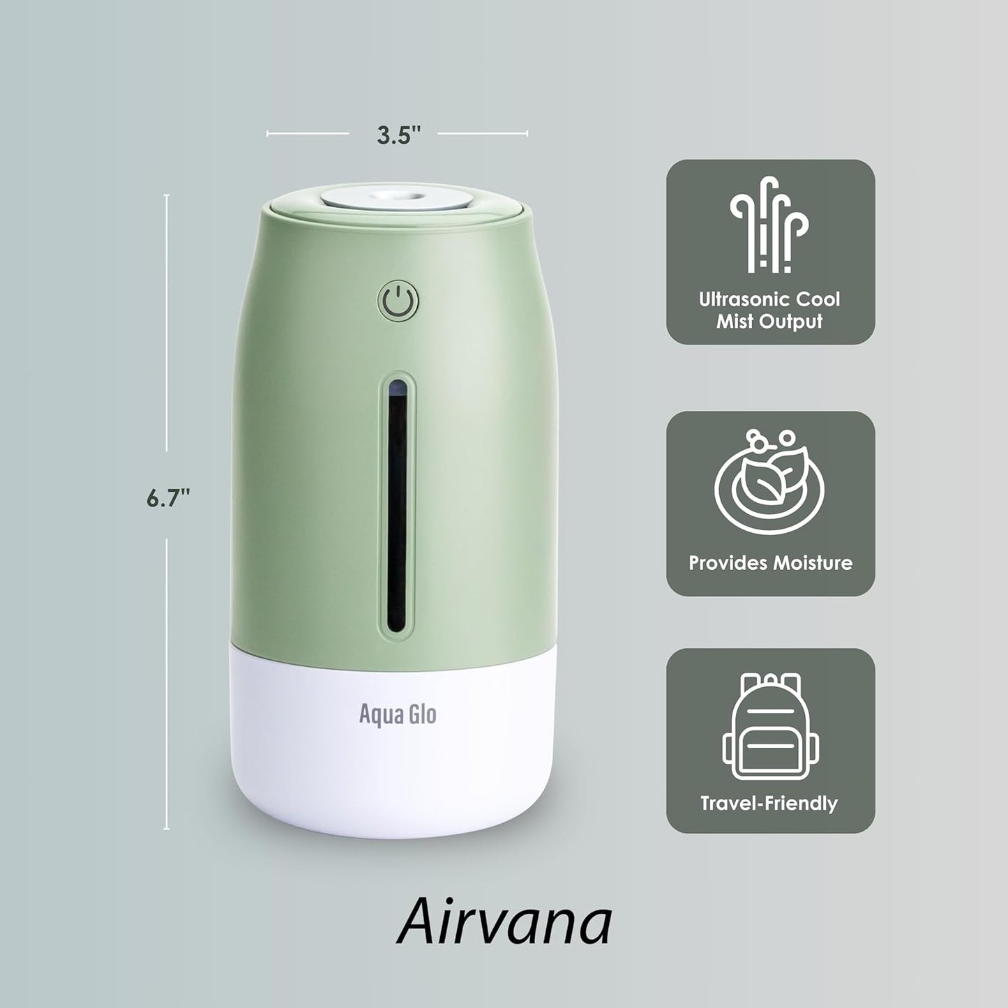 Aqua Glo Personal, Portable Humidifiers for Bedroom – Ultrasonic Cool Mist Humidifier with Built In Rechargeable Battery. Air Humidifier for Baby, Plants, Home, Office, Travel. Lavender