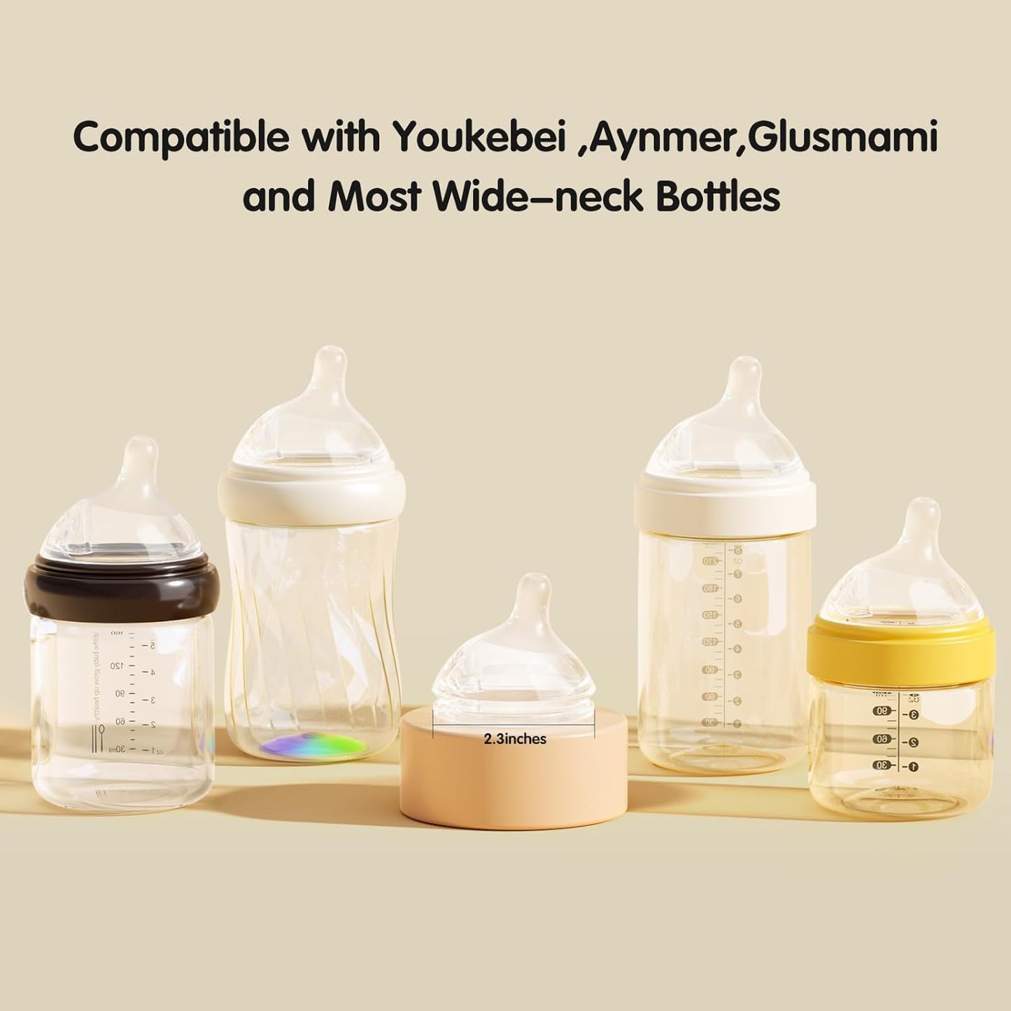 Aynmer Natural Flow Baby Bottle Silicone Nipple，0+ Months, 4 Counts (L)