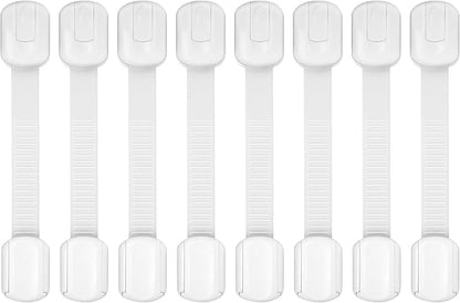 Child Safety Cabinet Locks, 8-Pack, Easy Install with 3M Adhesive, No Screws or Drilling, Multi-Purpose Latches for Cabinets, Drawers, Doors, Kitchen, Ovens, Toilets