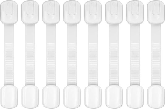 Child Safety Cabinet Locks, 8-Pack, Easy Install with 3M Adhesive, No Screws or Drilling, Multi-Purpose Latches for Cabinets, Drawers, Doors, Kitchen, Ovens, Toilets