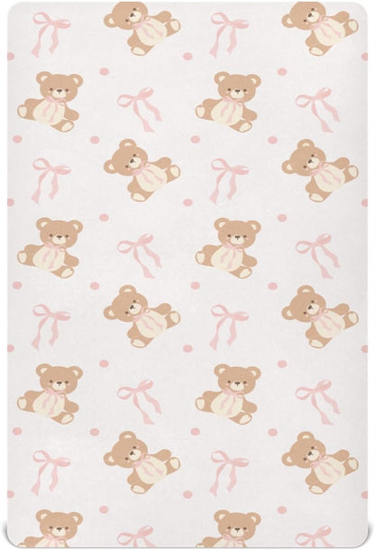Fitted Crib Sheets Cactus and Floral Stretchy Portable Playard Sheets for Baby Toddler, Breathable Soft Mini Crib Mattress 52 x 28 in for Boys and Girls