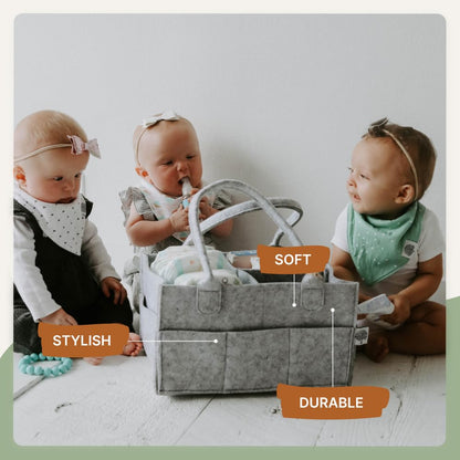 Parker Baby Diaper Caddy - Nursery Storage Bin and Car Organizer for Diapers and Baby Wipes - White, Large