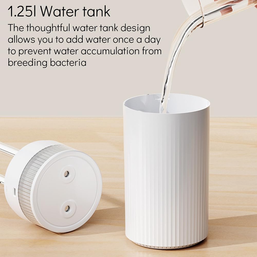 HomeBeyond Portable Mist Humidifier for Bedroom, 1.1L USB Charging and Plug-In Dual-Use, 28dB Quiet Dual Nozzle Air Humidifier for Home Baby Nursery & Plants, 8H Auto Shut-off and Warm Night Light