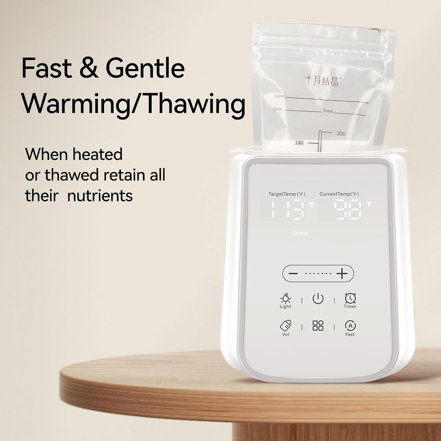 Baby Bottle Warmer for Breast Milk with Timer & Night Light, 11-in-1 Milk Warmer for Baby Bottles, 48H Keep Warm, BPA-Free Fast Heating with Adjustable Temperature for Glass/PPSU Bottles