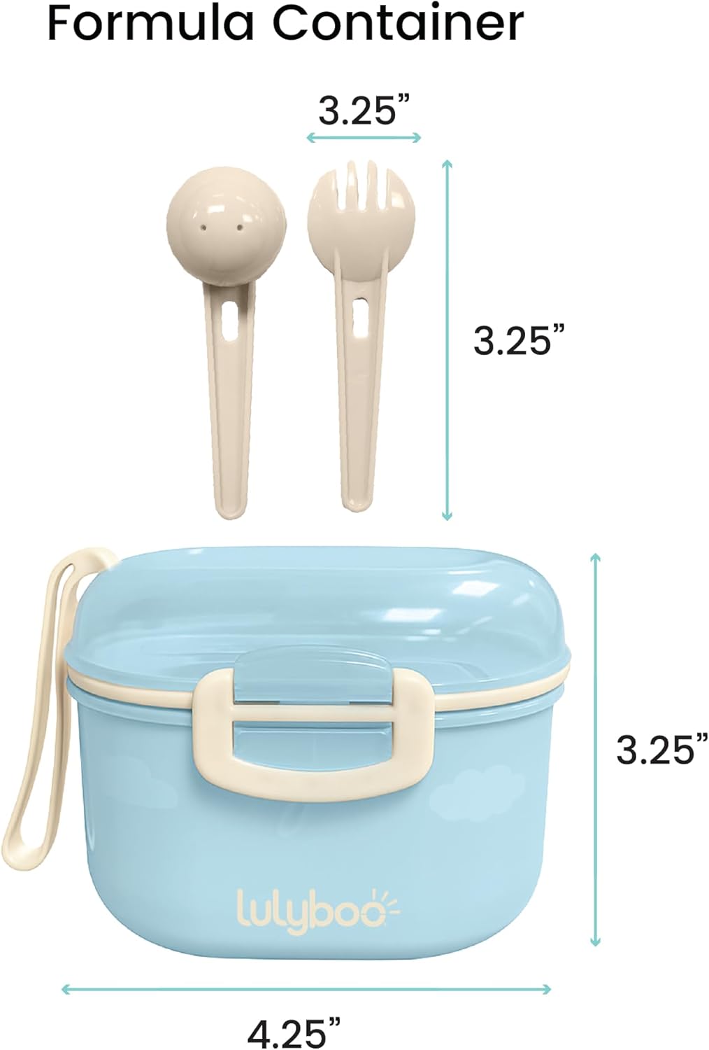 Lulyboo Baby Formula Milk Powder Container - Travel-Friendly, Airtight Storage with Scoop & Spork, Compact BPA-Free, Easy-to-Clean Portable Baby Feeding Accessories (Clay)