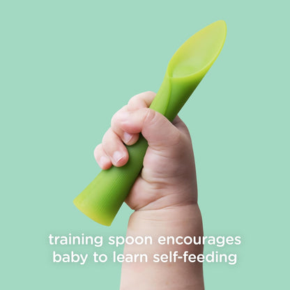 Olababy Baby Led Weaning Advanced Feeding Set – Silicone Training Spoon & Suction Bowl with Lid, BPA Free Self-Feeding Set for Babies 6+ Months (2 Piece)