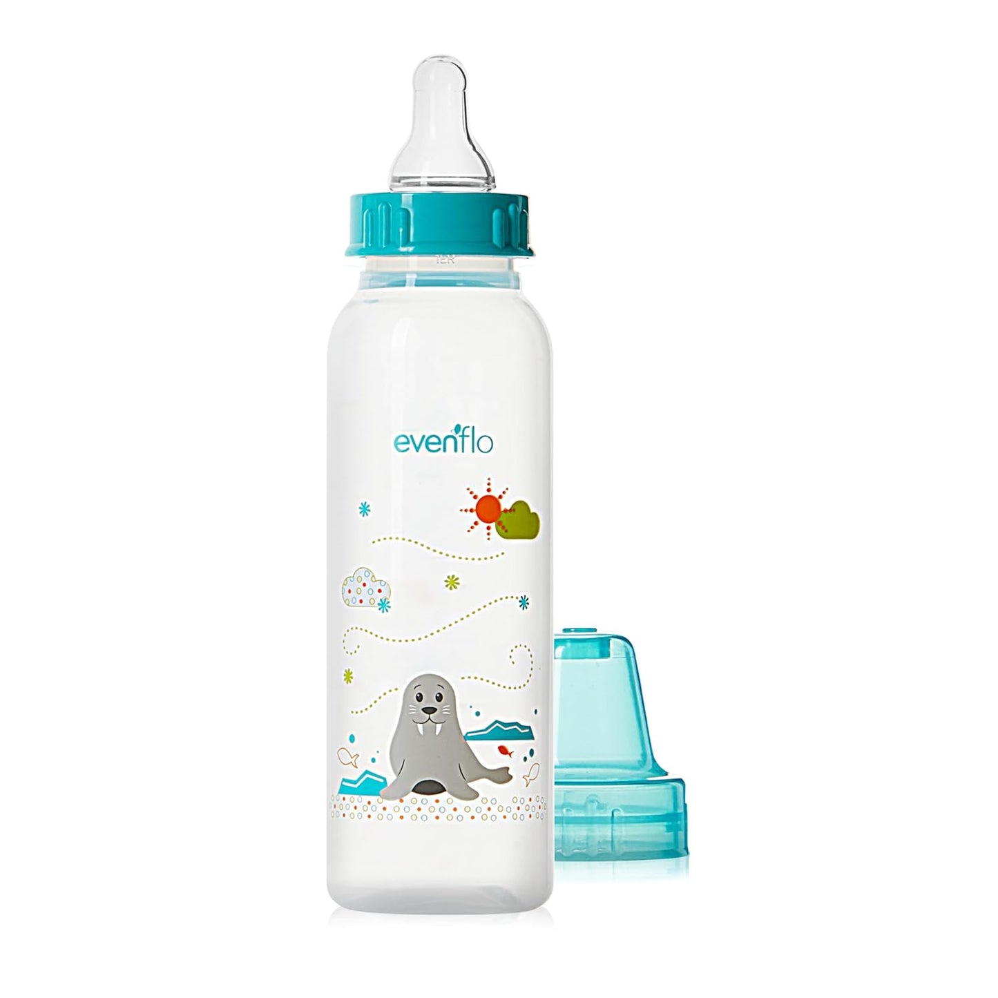 Classic Prints Polypropylene Bottles for Baby, Infant and Newborn - Blue/Green/Teal, 8 Ounce (Pack of 12)
